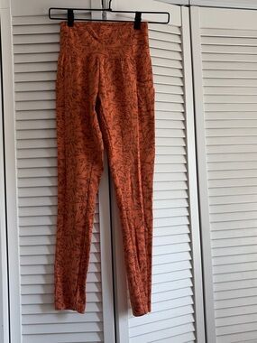 REI Burnt Orange Leaf-Print High-Rise Leggings